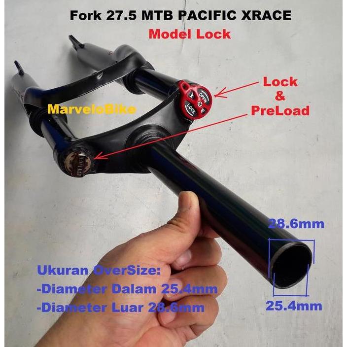 Fork Sepeda 27.5 MTB Suspensi PACIFIC XRACE Model Lock