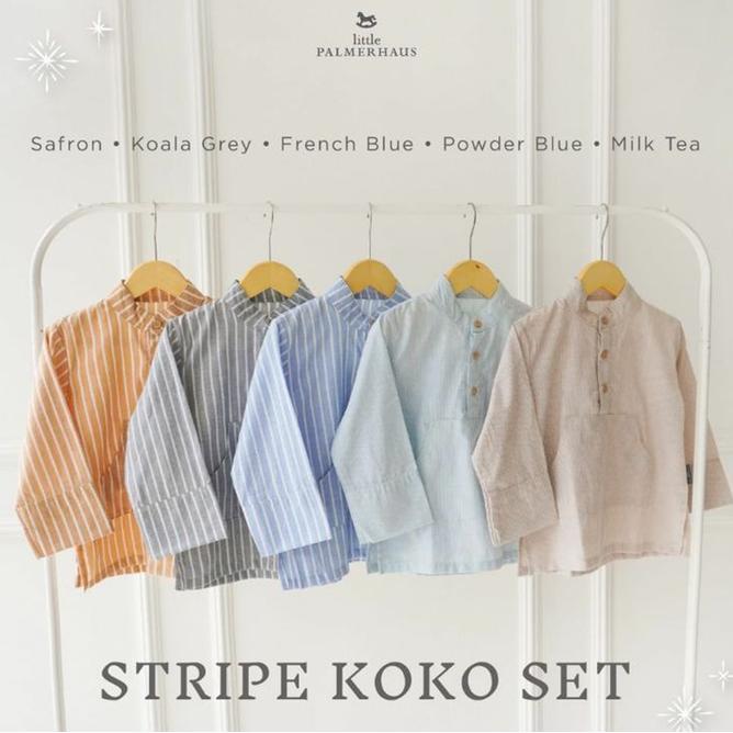 Little Palmerhaus Stripe Koko Safron Baju Koko Anak