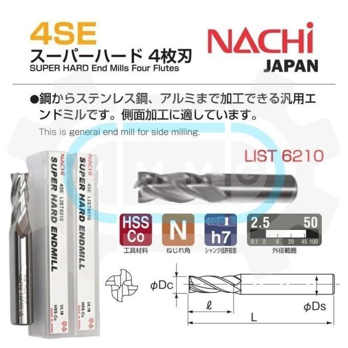 End Mill / EndMill Nachi 4 Flute Bor Frais HSS 16MM 17MM 18MM 19MM 20MM