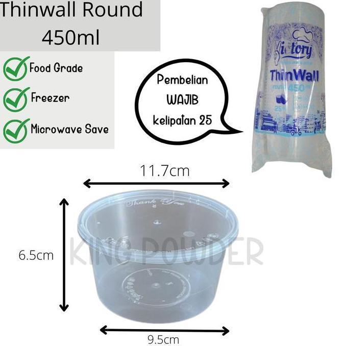THINWALL ROUND 450ML / THINWALL BULAT 450 ML | TEMPAT MAKAN BULAT