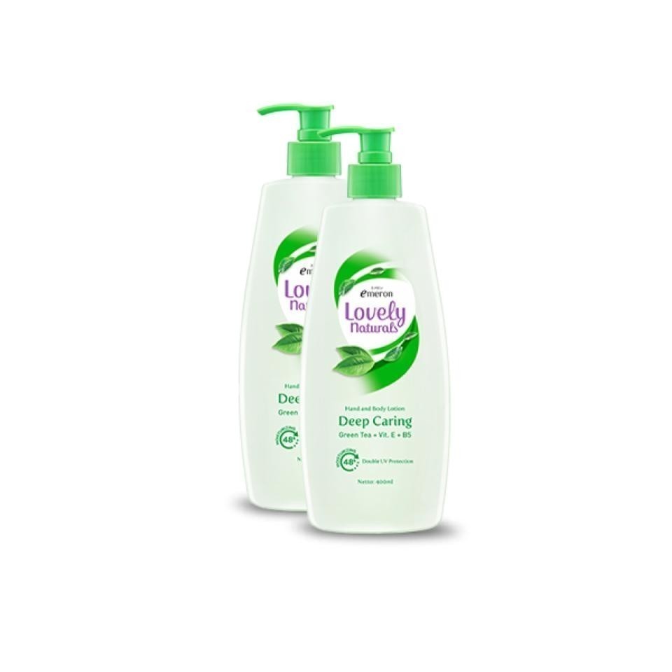 Emeron Lovely Naturals Hand & Body Lotion Deep Caring Green Tea 400 ml x2 - Gambar 3