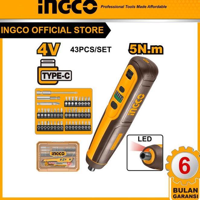 Mesin Obeng Cordless Screwdriver Set With Work Lht Ingco Csdli0403 Torsi