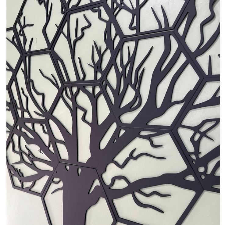 Hiasan Dinding Hexagonal Elegan Laser Cut 3D Hiasan Dinding Ukuran Besar Ukiran Kayu (Monstera)