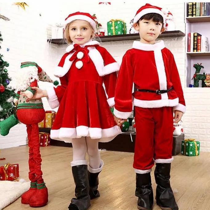 Kostum Santa Claus Anak Beludru Cosplay Santa Claus Costume