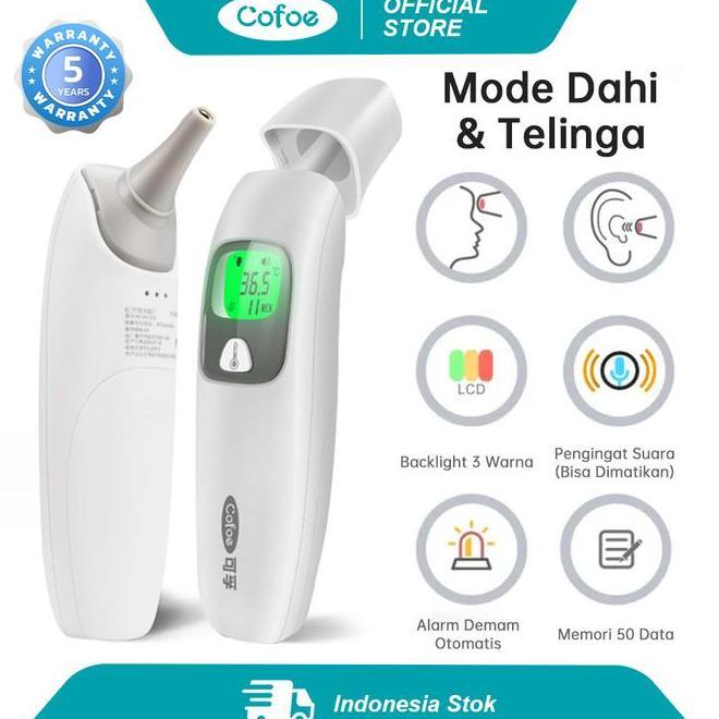 Cofoe Termometer Dital Telinga Bayi Dan Dewasa Ear Thermometer Kuping Infrared Pengukur Suhu Badan