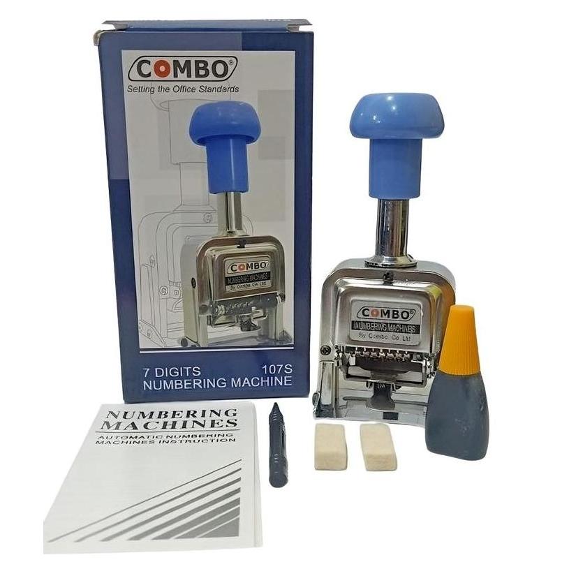 Stempel Nomor Otomatis 7 Digit Combo sudah terdapat tinta dalam kemasan Hitam Stainless SHA