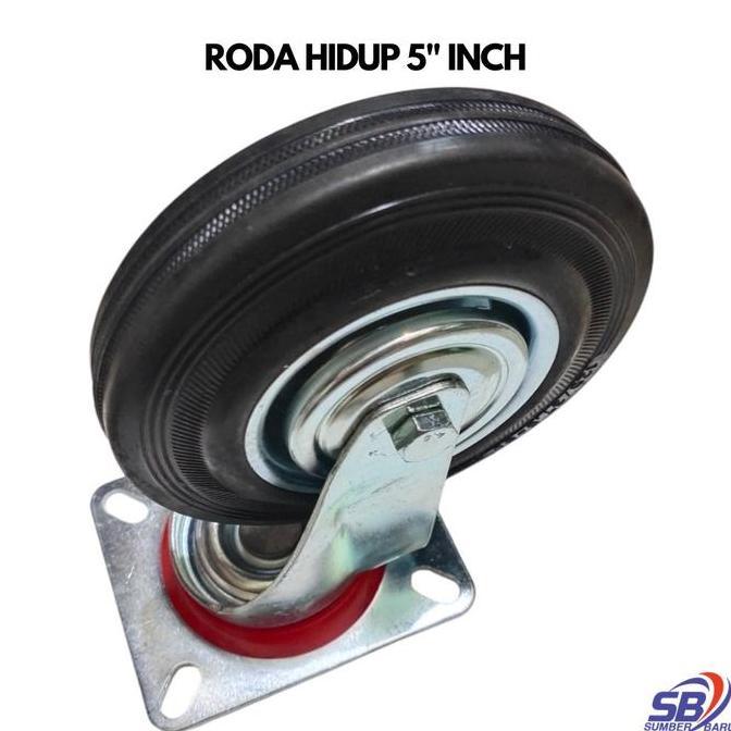 RODA ETALASE 5" inch/RODA KARET/RODA TROLLEY tipe HIDUP (berputar) /pc