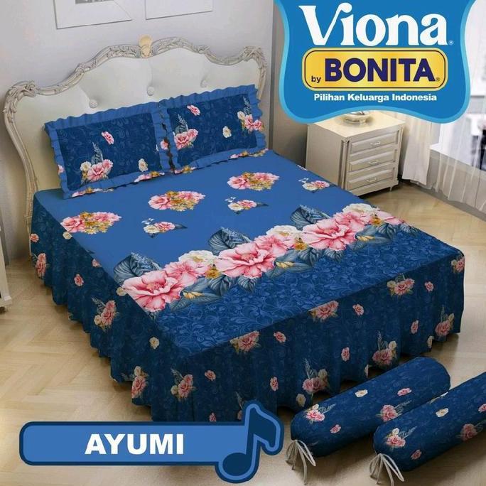 HARGA DISC - Sprei rumbai Viona(Bonita)180x200/king size motif bunga mawar merah/bunga ungu/mawar pi