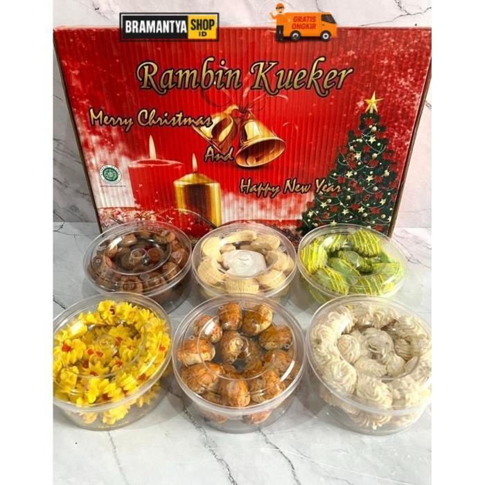Premium Paket Kue Hampers Edisi Natal Isi 6 Toples Hampers Natal Aneka Kue Kering Parsel Tahun Baru