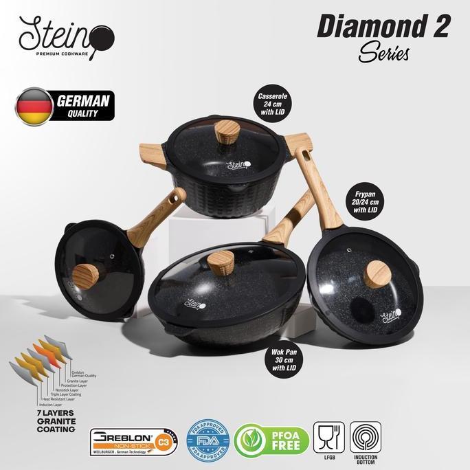 Stein Cookware Diamond 2 Set | Set Panci Wajan 8In1