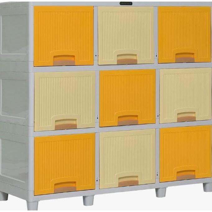 PROMO DISKON - Napolly Lemari Plastik Flip Pintu Sliding Triple 9 Pintu Susun 3