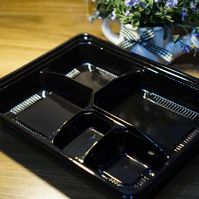 Bento sekat 5 hitam/mika bento sekat 5/tray bento/box bento