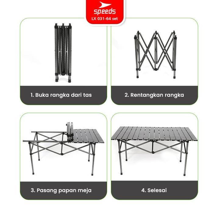 TERMURAH - Speeds Paket Set Kursi Lipat dan Meja Lipat Portable Meja Camping Meja Teras Kursi Campin
