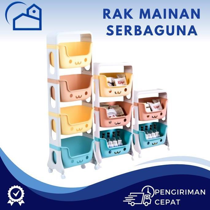 HOMESTATION - Rak Mainan Anak 4 Susun / Rak Lucu Anak Penyimpanan Mainan 3 Susun / Rak Penyimpanan S