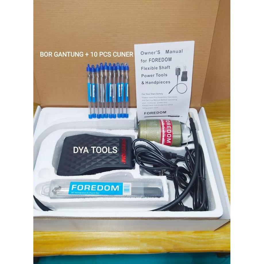 BOR GANTUNG / TUNER FOREDOM CC30 PAKET + SET MATA CUNER PANJANG 10PCS