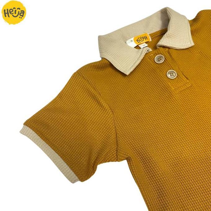 WAFLO SHIRT  | POLO SHIRT ANAK WARNA KUNING KUNYIT motif waffle - Kaos Polo Kerah Anak Warna Polos U