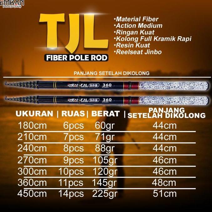 Pancing Joran Tegek Kolong Emran TJL ruas 38 cm full kolongan Cod
