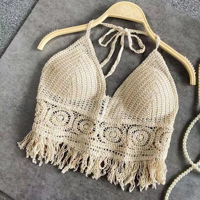 DA16 - Crochet Vest Rompi Rajutan Vest Rajut Wanita Bohemian Bali Rompi Tengtop Wanita Tanktop Rajut