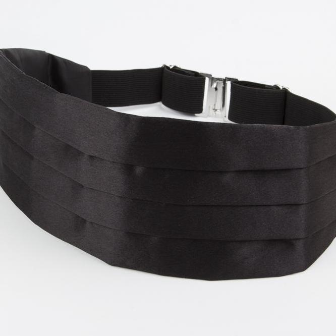 Cummerbunds Black Sabuk Tuxedo Groom Party Jas Suit With Bowtie Dasi Kupu Black Dan Pocket Square Ha