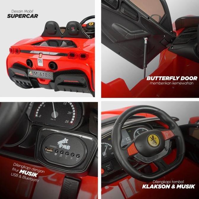 Mainan Mobil Aki Anak Anak PMB 6188 Ferrari Varsa