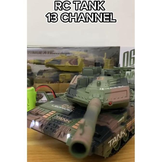 Mainan Anak Rc Mobil Tank Military Nembak Asap Sound Lampu Besar Mainan Remote Control Toys Militer 