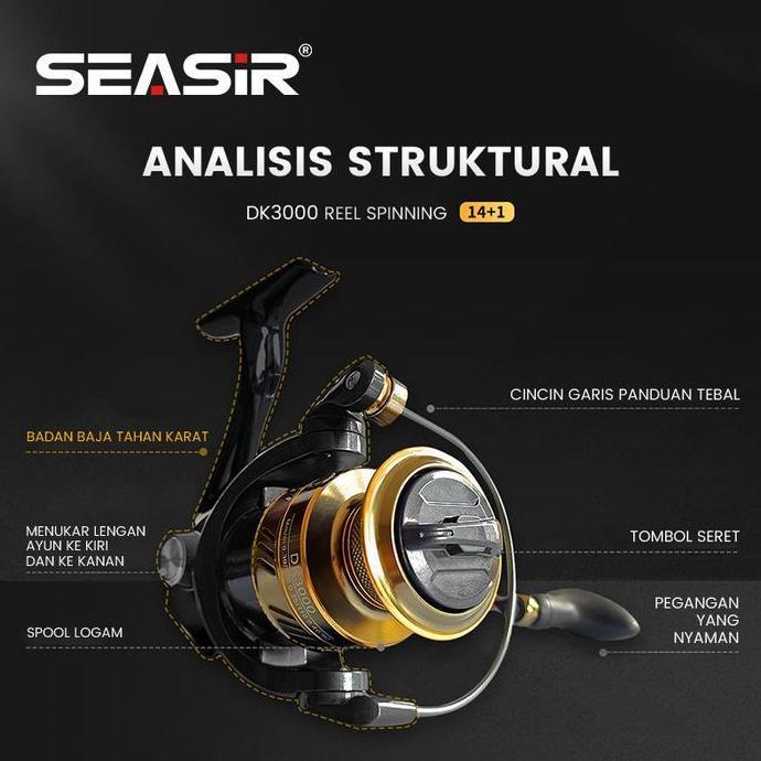 rml - RyobiSeasir x SeaHunter DK1000-7000 Reel Pancing Full Besi Semua Logam Memutar Gulungan Pancin