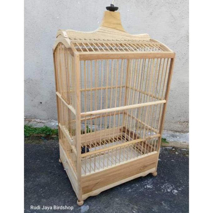 SANGKAR KOTAK KOSAN REPLIKA BNR DIAMON NOMOR 5 MENTAH KAYU JATI HALUS KANDANG BURUNG KECIL PLECI