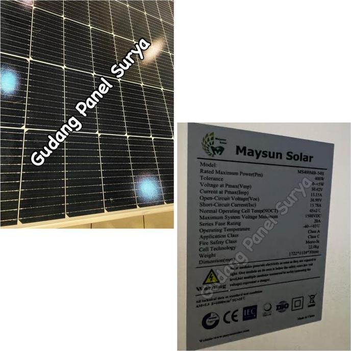 Solarcell Panel Surya Maysun 400WP Monocrystalline Maysun 400wp mono