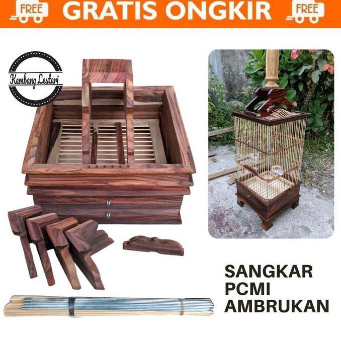 SANGKAR BURUNG PLECI PCMI KAYU SONOKELING AMBRUKAN