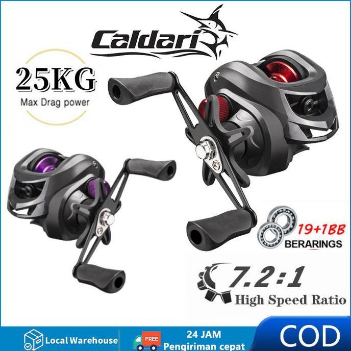CALDARI Reel Pancing Set Joran Pancing BC Reel 7.2:1 Reel Pancing Logam Max Reel Pancing Logam Penuh