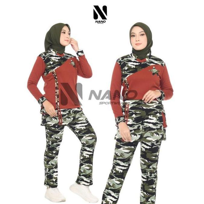 NANO SPORTSWEAR BAJU SENAM MUSLIM / BAJU OLAHRAGA BINTANG LORENG / BAJU SENAM WANITA / BAJU SENAM LO