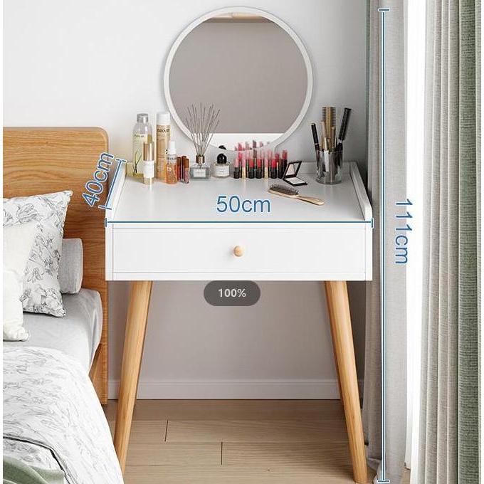 PROMO DISKON - Meja Make Up Mini Multi Tempat Elegance Dengan Kaca Bundar