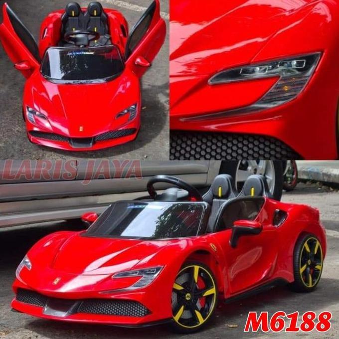 Mainan mobil aki anak PMB 6188 Ferrari varsa SF90 stradale M6188 PMB MOBIL MAINAN ANAK PAKAI AKI PMB