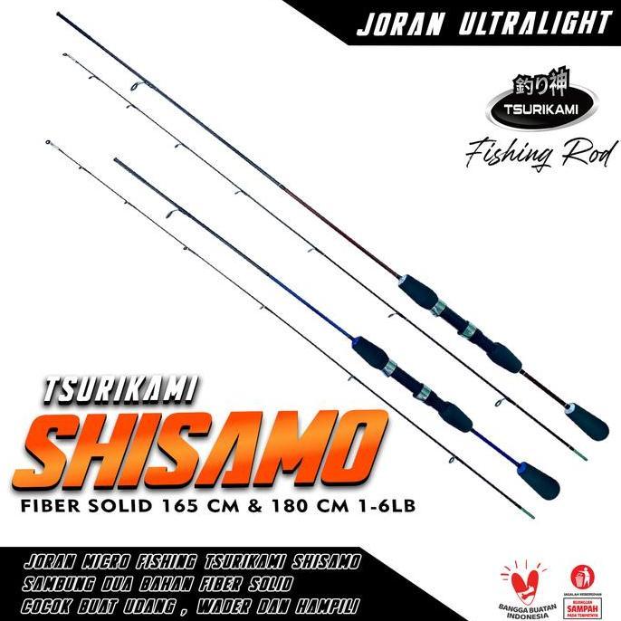 Joran Pancing TSURIKAMI SHISAMO Ultralight 165cm dan 180cm Sambung 2 Fiber Solid cocok buat udang , 
