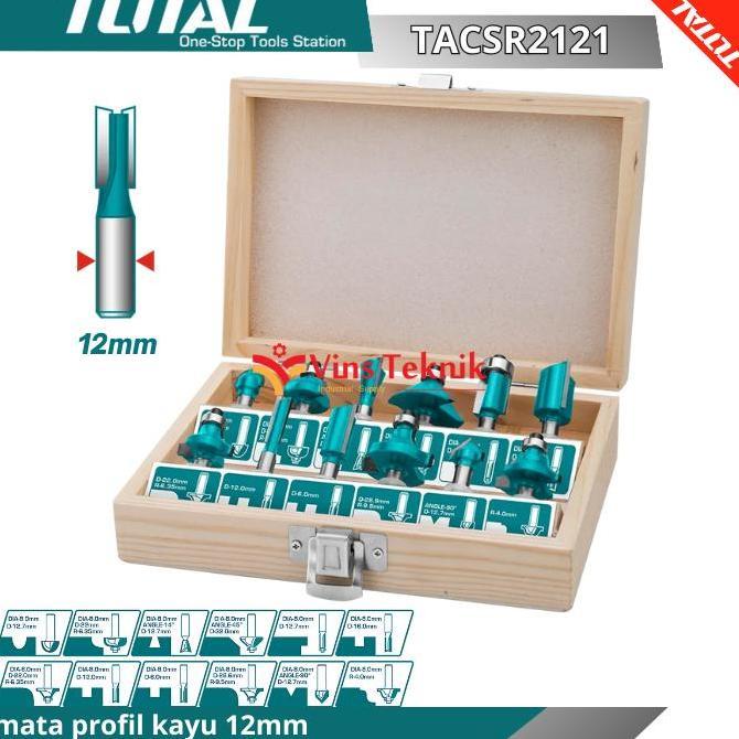 TOTAL TACSR2121 mata profil kayu besar Router Bits Set 12mm