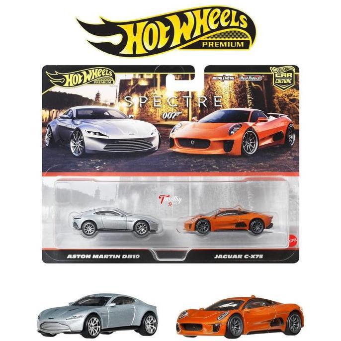 Hot Wheels Premium 2 Pack Aston Martin DB10 Vs Jaguar C-X75 Spectre 007 Mobil Balap