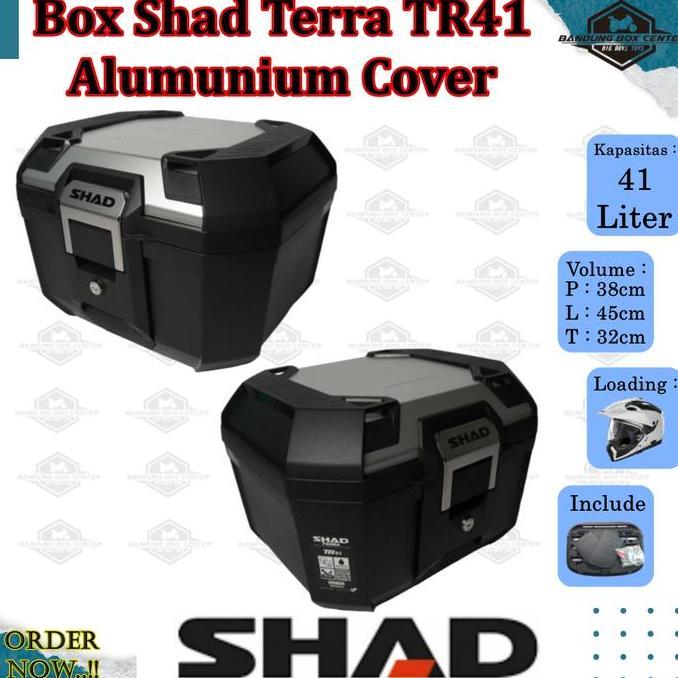 Box Shad Terra TR41 Silver Box Motor Shad TR41 Almunium Cover Bagasi Motor Shad Box Shad TR 41 Alumu