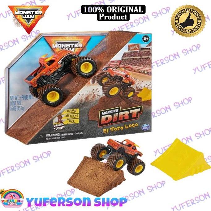 Monster Jam Dirt El Toro Loco kinetic sand spin master truck