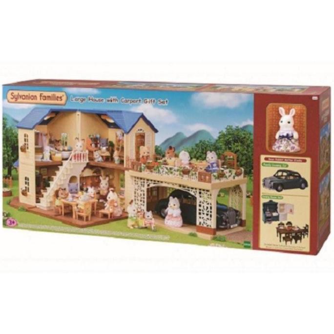 Mainan Boneka Sylvanian Families Large House Carport Gift Plus Mobil