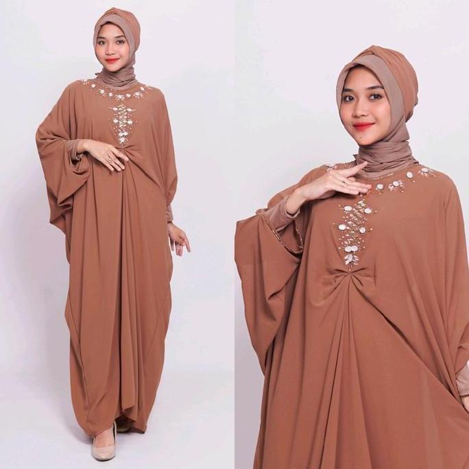 SALE Dress / Kaftan Raisa free Turban dan Manset Gamis Muslim Wanita Trendy Simple / Dress Kondangan
