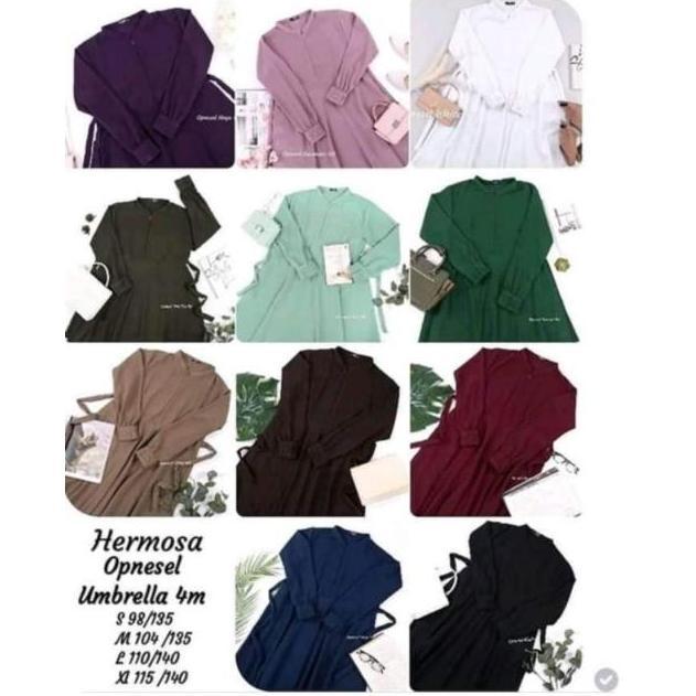 [Gamis hermosa] Gamis polos SEMUA WARNA- GAMIS POLOS UNGU TUA, LAVENDER, PUTIH, Army, HIJAU SOFT MIN