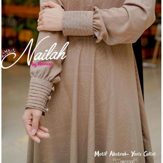 [Gamis Hermosa] Gamis embos hermosa motif abstrak bahan yoris caltri semua warna (hitam, navy, kubus