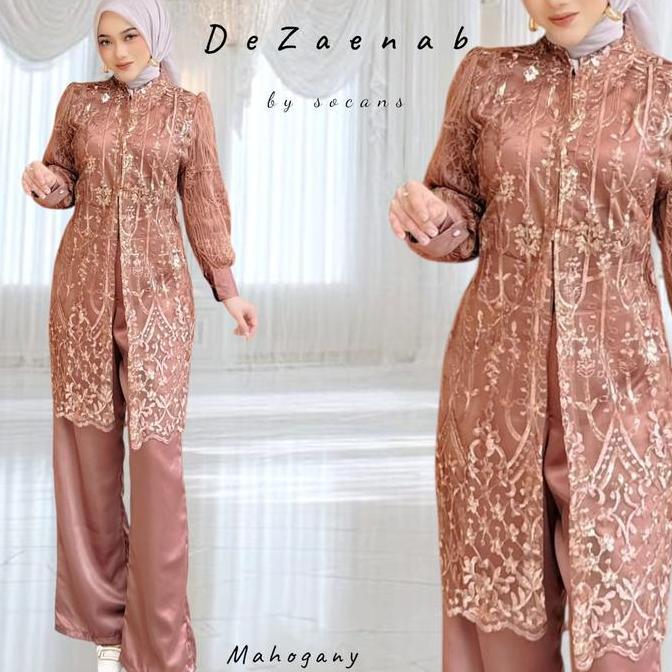 DeZaenab set Outer 3in1 | setelan celana | setcel oneset tile bordir sequin utk pesta kondangan sera
