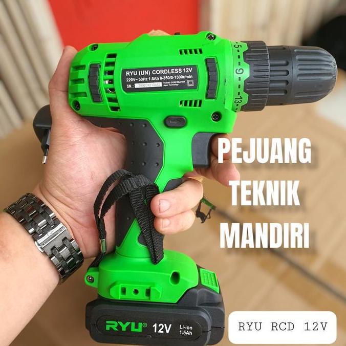 MESIN BOR TANGAN CORDLESS DRILL RYU RCD 12V / BOR BATERAI RYU RCD12V
