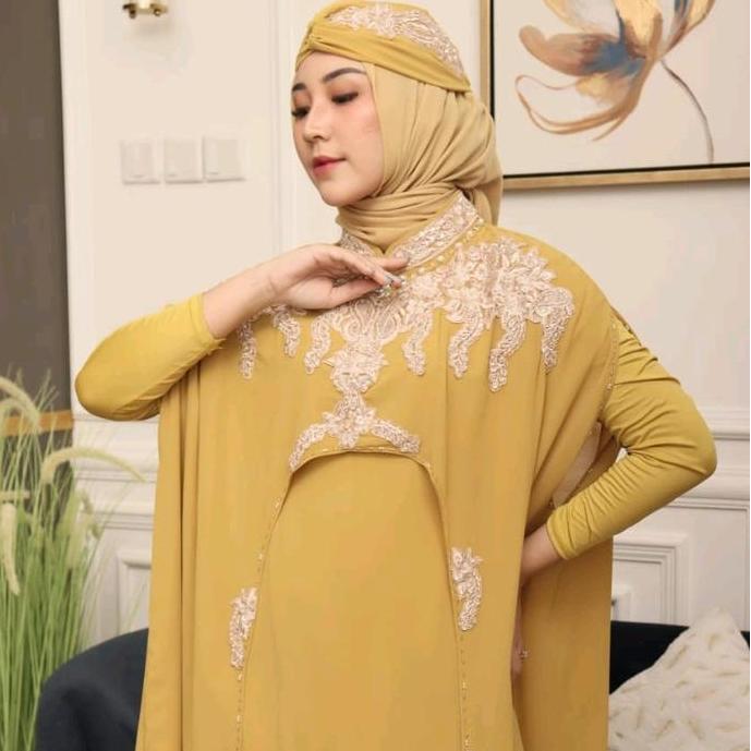 Sale Dres / Kaftan CLAUDYA Wanita Muslim free Turban dan Inner Gamis Bordir Cantik Exclusive Mewah P