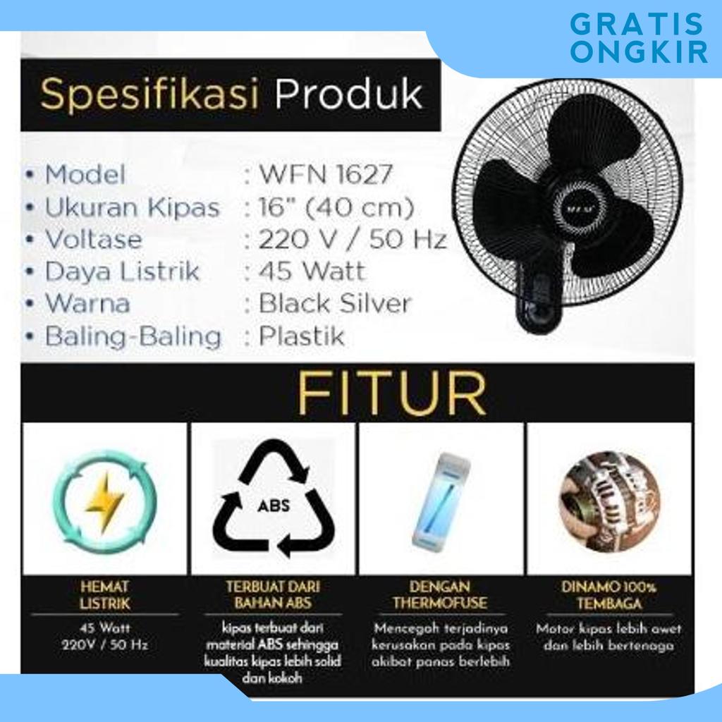 Kipas Angin Dinding Sekai Wfn 1627 16Inch Hitam Taifun