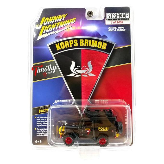 Diecast Johnny Lightning Bishop Jeep Toyota Land Cruiser Polisi Korps Brimob Plastik Toy