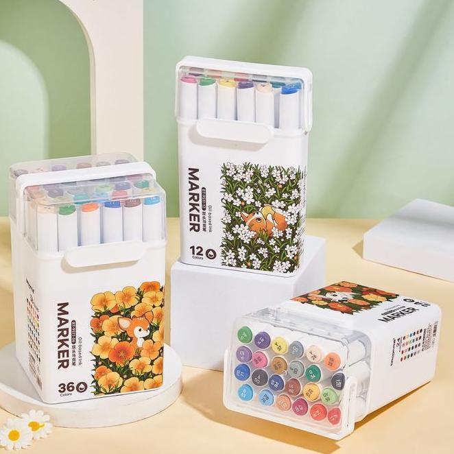 Spidol Permanen Warna Warni Double Head Art Marker Stationery