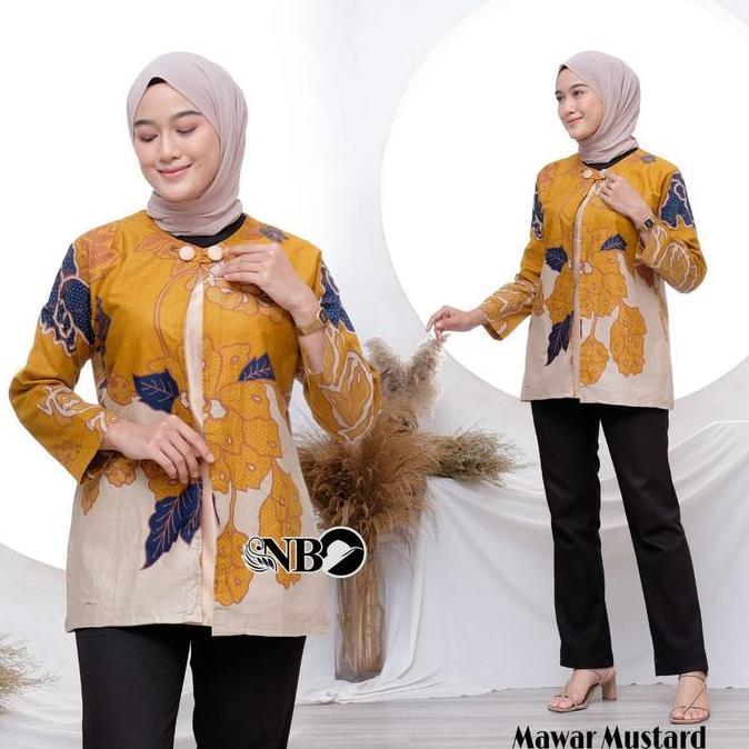 Atasan Wanita Batik Blus Batik Baju Kancing Katun Muslim Panjang