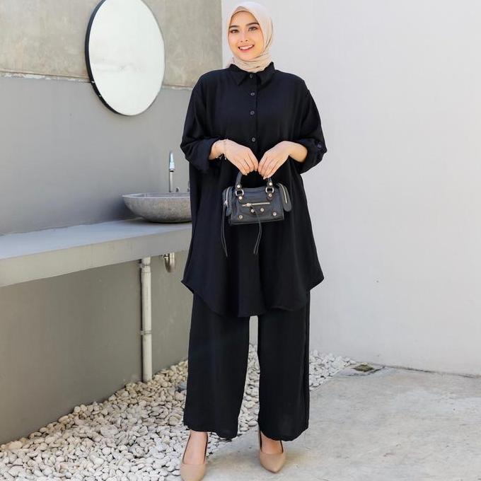 Gizelle Oneset Setelan Jumbo Bahan Crinkle Airflow LD 140